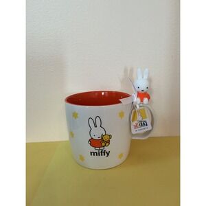 Miffy Bunny Yellow Star Ceramic Mug Orange Interior with Miffy Charm by Magenta